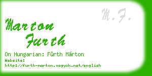 marton furth business card
